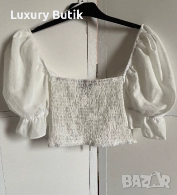 Бял корсет/бюстие/топ с пуф ръкавчета, снимка 1