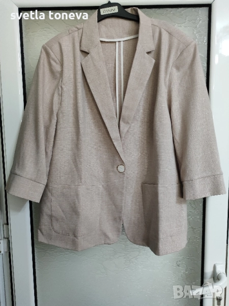 Лятно бежево сако с къс ръкав, снимка 1