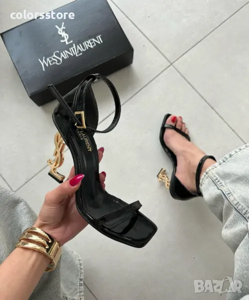 Сандали YSL-черен лак код VL124, снимка 1