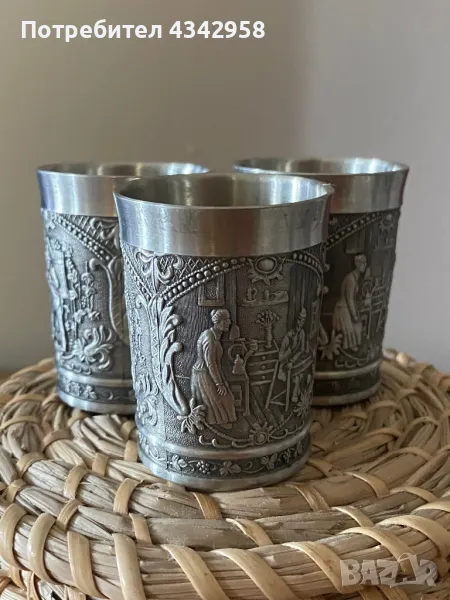 Старини чашки от релефен калай. Германия., снимка 1