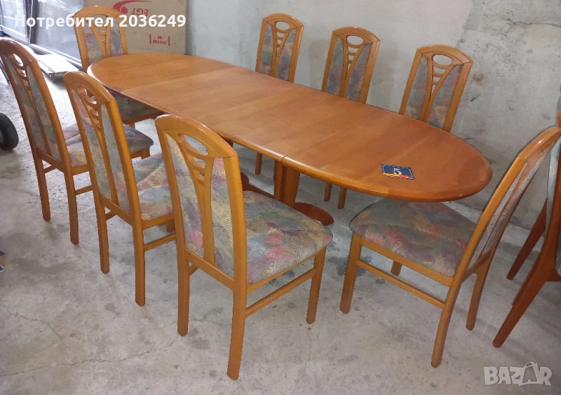Комплект масивна разтегателна маса с 8 стола- Автомат, снимка 1
