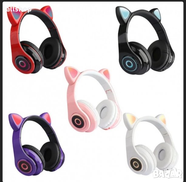 Bluetooth светещи слушалки Котешки уши, снимка 1
