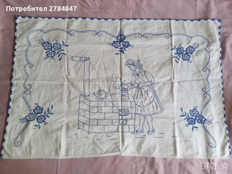 Ръчна бродерия върху хасе от социализма , снимка 1