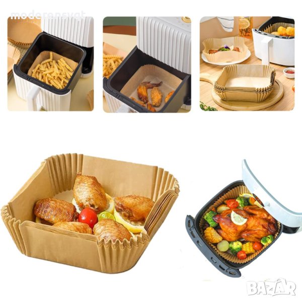 Квадратни хартиени форми за еър фрайър 50 бр., снимка 1