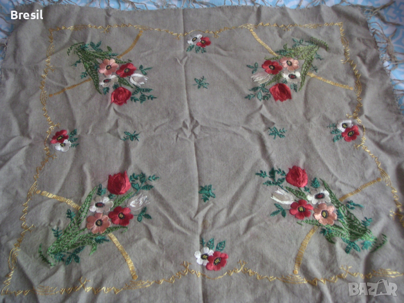 Покривки за маса на една кука Бродирана покривка с цветя Тишлайфери Карета, снимка 1