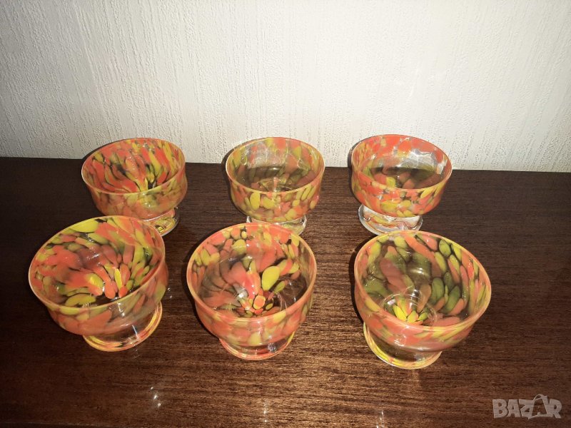 Комплект 6 броя чаши (купички) от стъкло, Полша, снимка 1