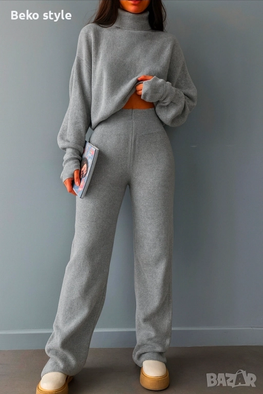 Дамски комплект от финно плетиво с ефектен ръкав , снимка 1