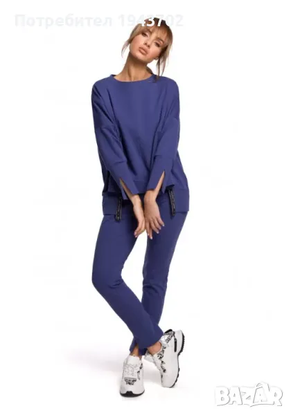 Дамски суичър в цвят индиго M491 MOE, снимка 1