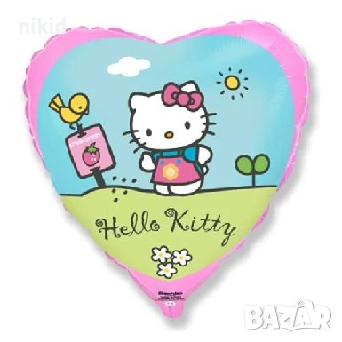 2 вида Hello Kitty Кити сърце фолио фолиев балон хелий и въздух парти рожден ден, снимка 1