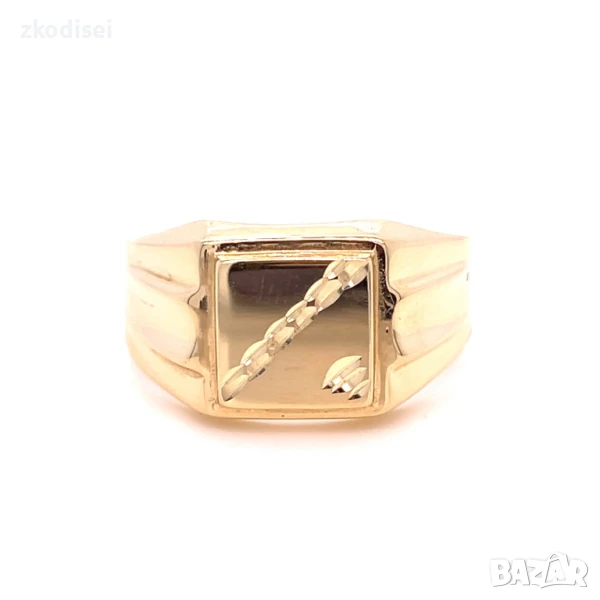 Златен мъжки пръстен 3,27гр. размер:69 14кр. проба:585 модел:33075-1, снимка 1