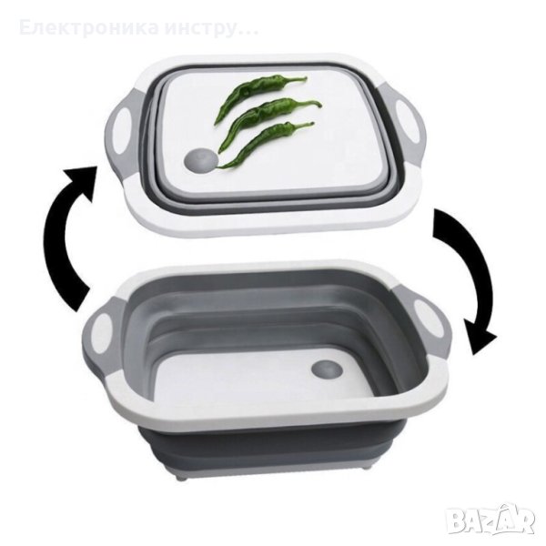 Мултифункционална сгъваема дъска за рязане, Бял Сив, снимка 1