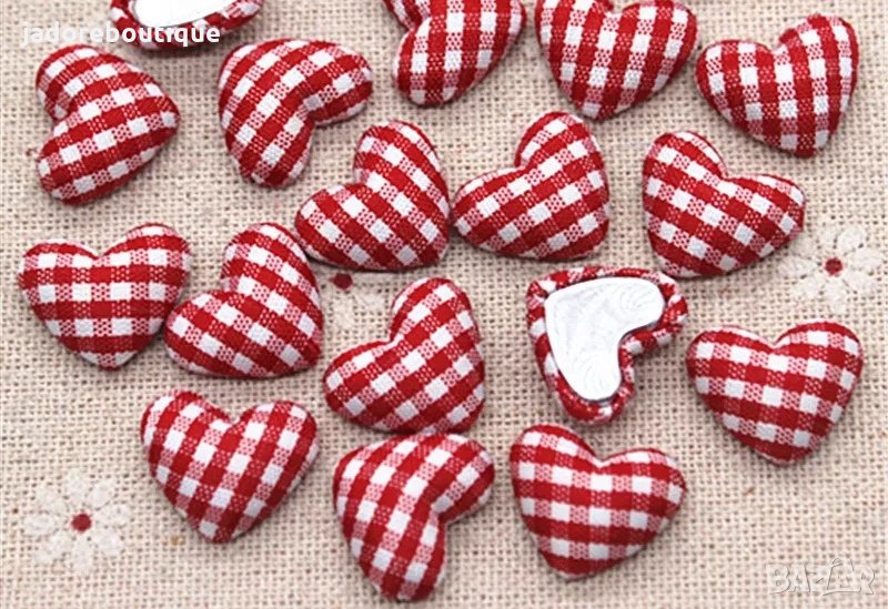 Текстилни копчета сърца за декорация , снимка 1