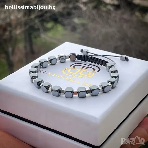 Мъжка Гривна от Хематит и Стомана, снимка 1