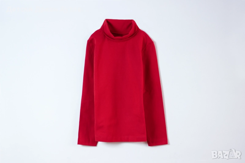 Червено поло с дълъг ръкав за момичета – размери 104-128, снимка 1