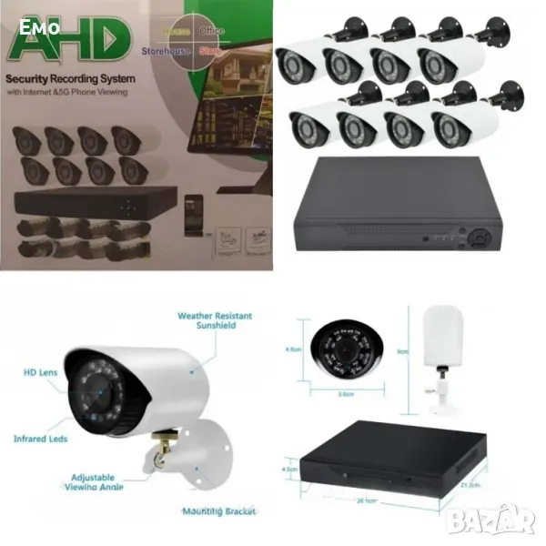 Комплект за видеонаблюдение , 8 Камери, без монитор, 1.3MP - Гаранция: 12 Месеца , снимка 1