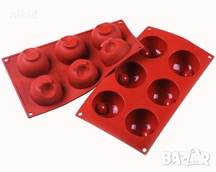 6 полусфери с вдлъбнатина силиконов молд форма декор десерти мус сладкиши, снимка 1