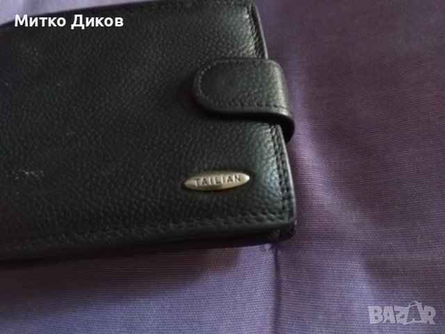 Талиан марков портфейл естествена кожа вътрешен цип 110х92мм, снимка 2 - Портфейли, портмонета - 43662501
