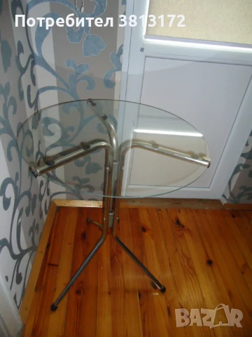 стъклена кръгла маса, снимка 3 - Маси - 50501504