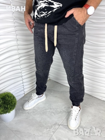 Мъжки дънки в черен цвят с ластик, снимка 3 - Дънки - 52967638