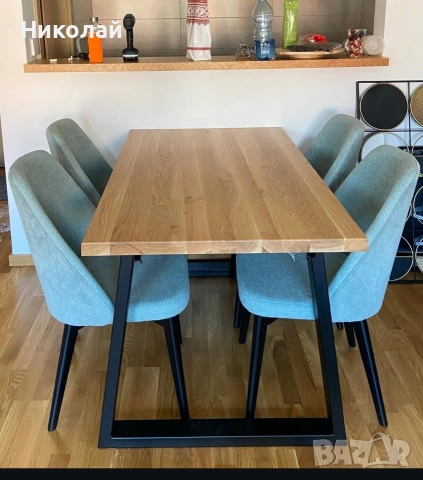 трапезна маса масив дъб с метални крака , снимка 7 - Маси - 53541444