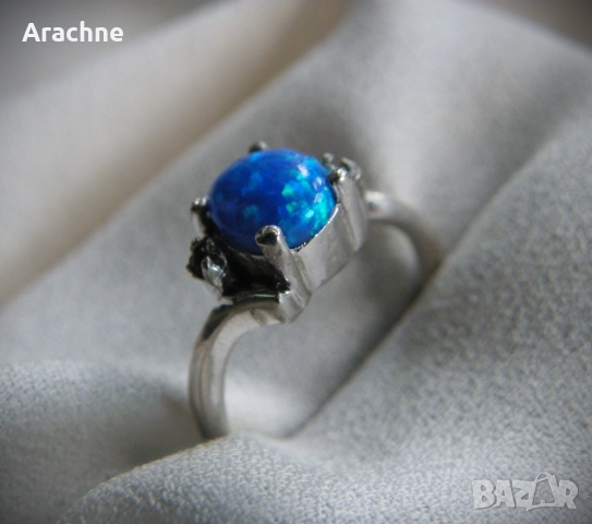 Сребърен пръстен с естествен опал, снимка 3 - Пръстени - 23452669