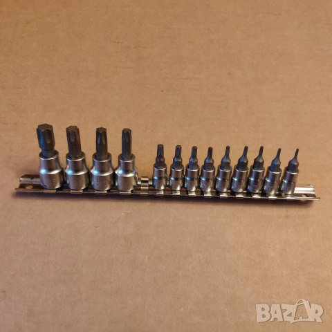 BRITOOL ENGLAND 13броя 1/4 и 3/8 качествени вложки торкс звезди T6-T55 , снимка 3 - Други инструменти - 52985116