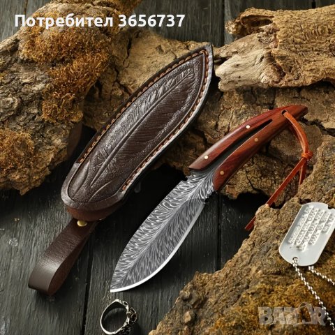 Швейцарски  многофункционален  ловен нож с шарка на пера, снимка 7 - Ножове - 43945223