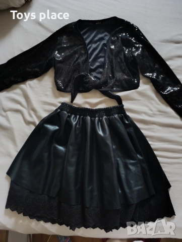 134/140 Кожена пола Breeze и бляскаво болеро, снимка 2 - Детски рокли и поли - 52583660