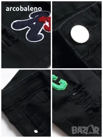 Мъжки тесни дънки с кръпки с прави крачоли, 2цвята , снимка 6 - Дънки - 43385578