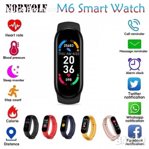 2021 Smart Гривна Умна гривна MI M6 часовник крачкомер пулсомер , снимка 4 - Смарт гривни - 33242487