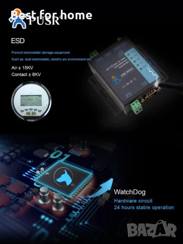 PUSR RS485/RS232 Wifi сървър конвертор -рутер, снимка 5 - Рутери - 51262724