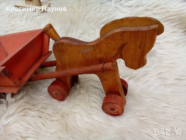 Старо дървено магаренце с каручка ., снимка 5 - Колекции - 38068257