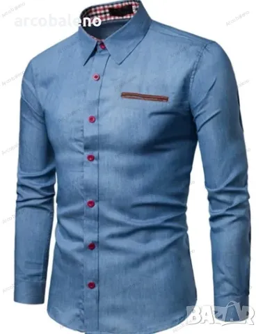 Ежедневна мъжка риза с джоб и дълъг ръкав, 3цвята , снимка 2 - Ризи - 49438120