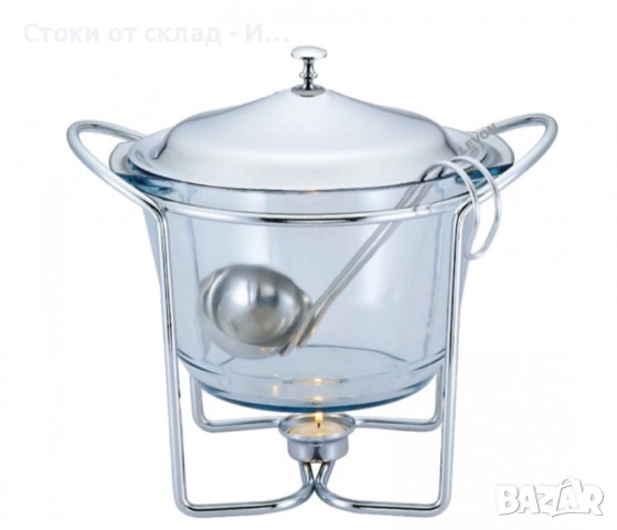 Съд 4 литра за пунш и супа/Съд за затопляне Bohmann, 4л., за супа, Стоманен капак, Стъкло, Инокс, снимка 4 - Други - 53347798