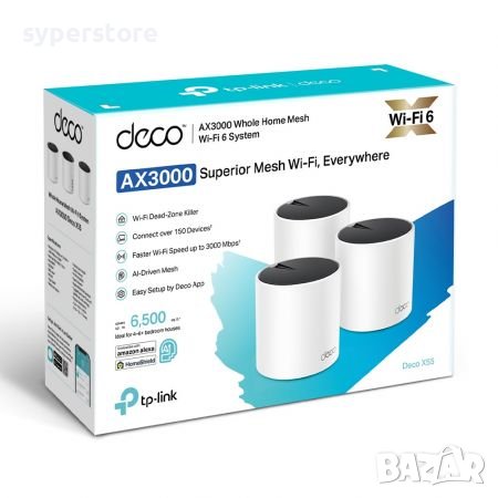 Удължител на интернет обхват TP-Link Deco X55 AX3000 3-pack Mesh Wi-Fi 6 система за целия дом , снимка 2 - Рутери - 38369027