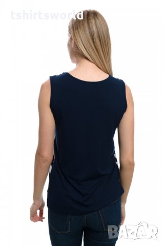 Нова дамска елегантна моряшка блуза без ръкави, райе, снимка 5 - Потници - 29039445