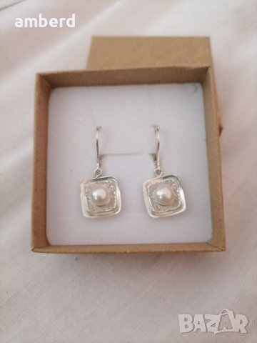 Сребърен комплект - пръстен и обици с перли, снимка 3 - Бижутерийни комплекти - 37759889