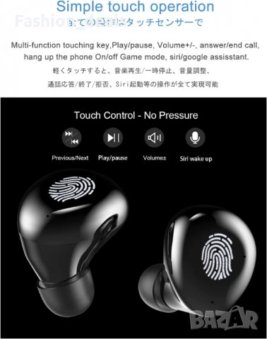 Нови Безжични слушалки Bluetooth с Микрофон за iPhone Android iOS Earbuds, снимка 2 - Bluetooth слушалки - 37449315