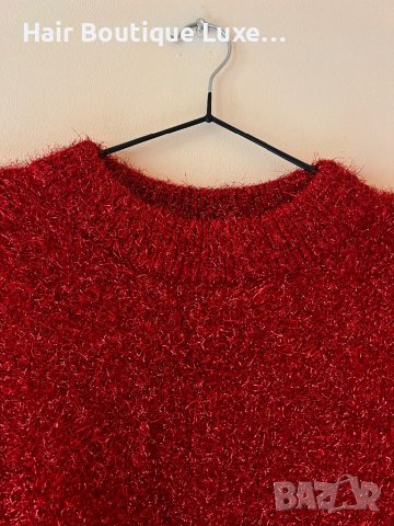 H&M Червен пуловер XS размер с нишки❤️❤️❤️❤️❤️ , снимка 4 - Блузи с дълъг ръкав и пуловери - 43714861