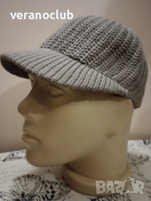 Плетена бежова шапка с малка козирка Каки, снимка 5 - Шапки - 44036308