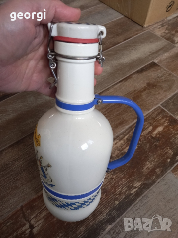 Немска бутилка за бира 2 литра с порцеланова запушалка , снимка 6 - Антикварни и старинни предмети - 44864772