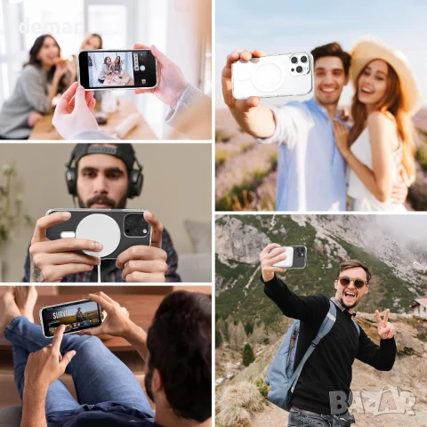 gueche Магнитен калъф за iPhone 16 pro max, прозрачен, съвместим с MagSafe, снимка 3 - Калъфи, кейсове - 51395565