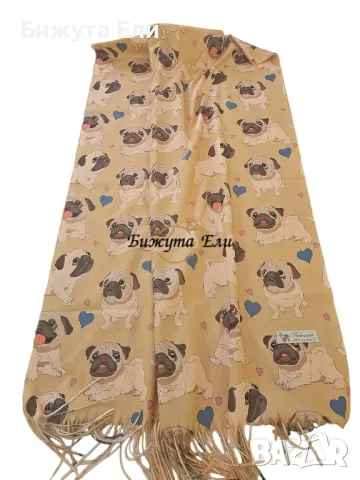 КАШМИРЕН ШАЛ С КУЧЕНЦА, снимка 3 - Шалове - 48367355