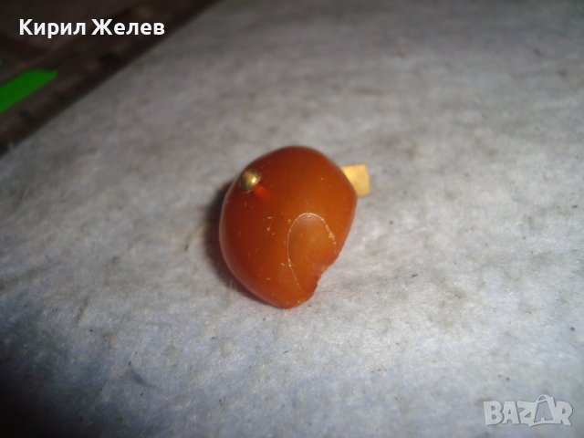 СТАРО МЕСИНГОВО ПОЗЛАТЕНО КЕХЛИБАРЕНО КОПЧЕ БУТОНЕЛ РУСИЯ НАТУРАЛЕН БАЛТИЙСКИ КЕХЛИБАР 26727, снимка 12 - Антикварни и старинни предмети - 36769994