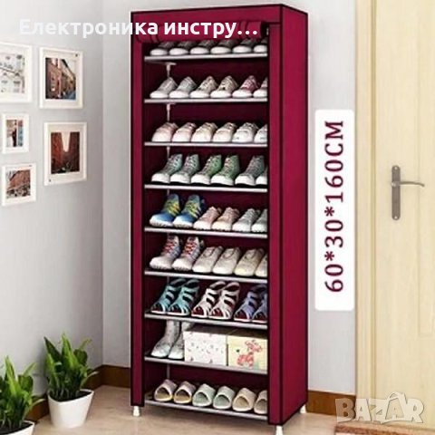 Деветредов стелаж за обувки, етажерка органайзер от водоустойчив материал Y-998, 60 х 30 х 160 см, снимка 5 - Други стоки за дома - 38121701