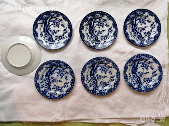 💕🧸🎁Десертни чинии порцелан, 12 бр., в стила на уникалните японски сервизи за чай "Синя череша", снимка 1 - Прибори за хранене, готвене и сервиране - 43900021