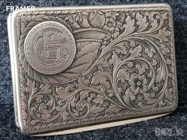 Сребърна сребро табакера кутиика за енфие Сецесион, снимка 2 - Антикварни и старинни предмети - 33655596