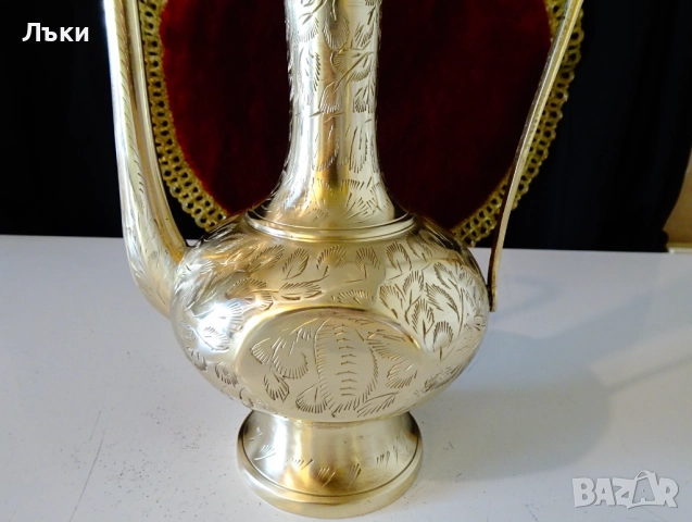 Бронзова кана за ракия,ибрик,Aftaba,36 см.,гравирана. , снимка 5 - Антикварни и старинни предмети - 51882530