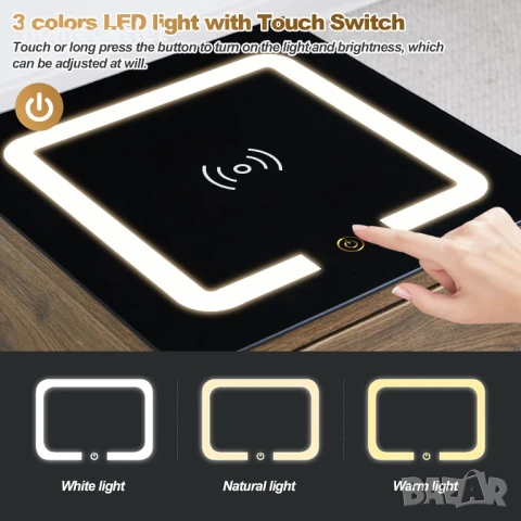 ПРОМОЦИЯ Многофункционално нощно шкафче със станция за зареждане CLIPOP C-B-ST-D0201BR, снимка 5 - Шкафове - 50770692