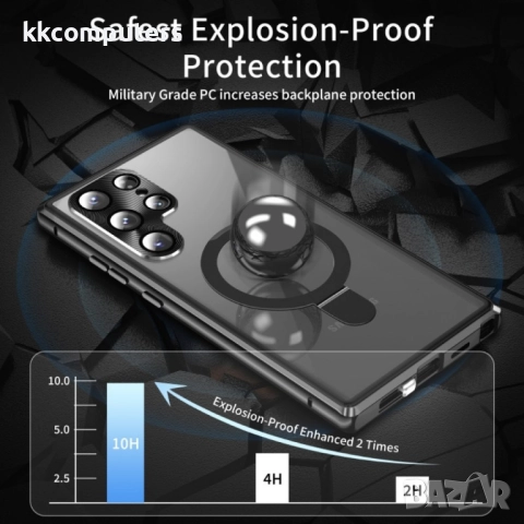 Samsung Galaxy S24 Ultra 5G MagSafe Magnetic Privacy Frosted Tempered Glass Holder Удароустойчив Кал, снимка 4 - Калъфи, кейсове - 52649824